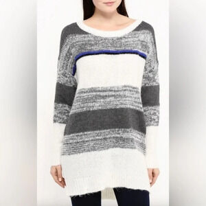 Sweewe Paris Color Block Pullover  Striped Open Back Sweater Dress M/L NWT